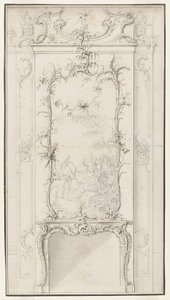 Diseño para un panel de pared con chimenea de Johann August Nahl